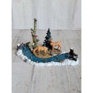 Lemax feeding deer stream river village accessory Xmas set